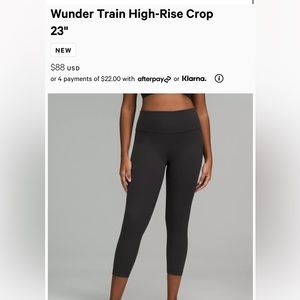 Lululemon Wunder Train 23" size 4 black